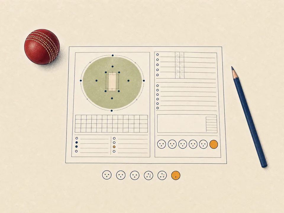 Illustrated cricket scorecard learning sheet